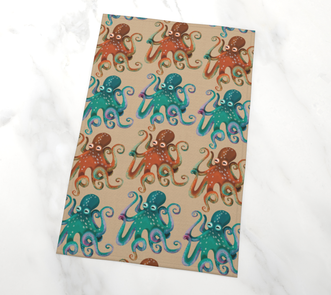 Octopus Tan Tea Towel