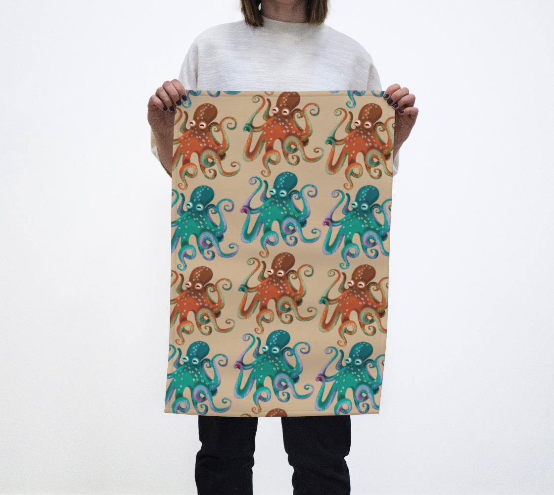 Octopus Tan Tea Towel