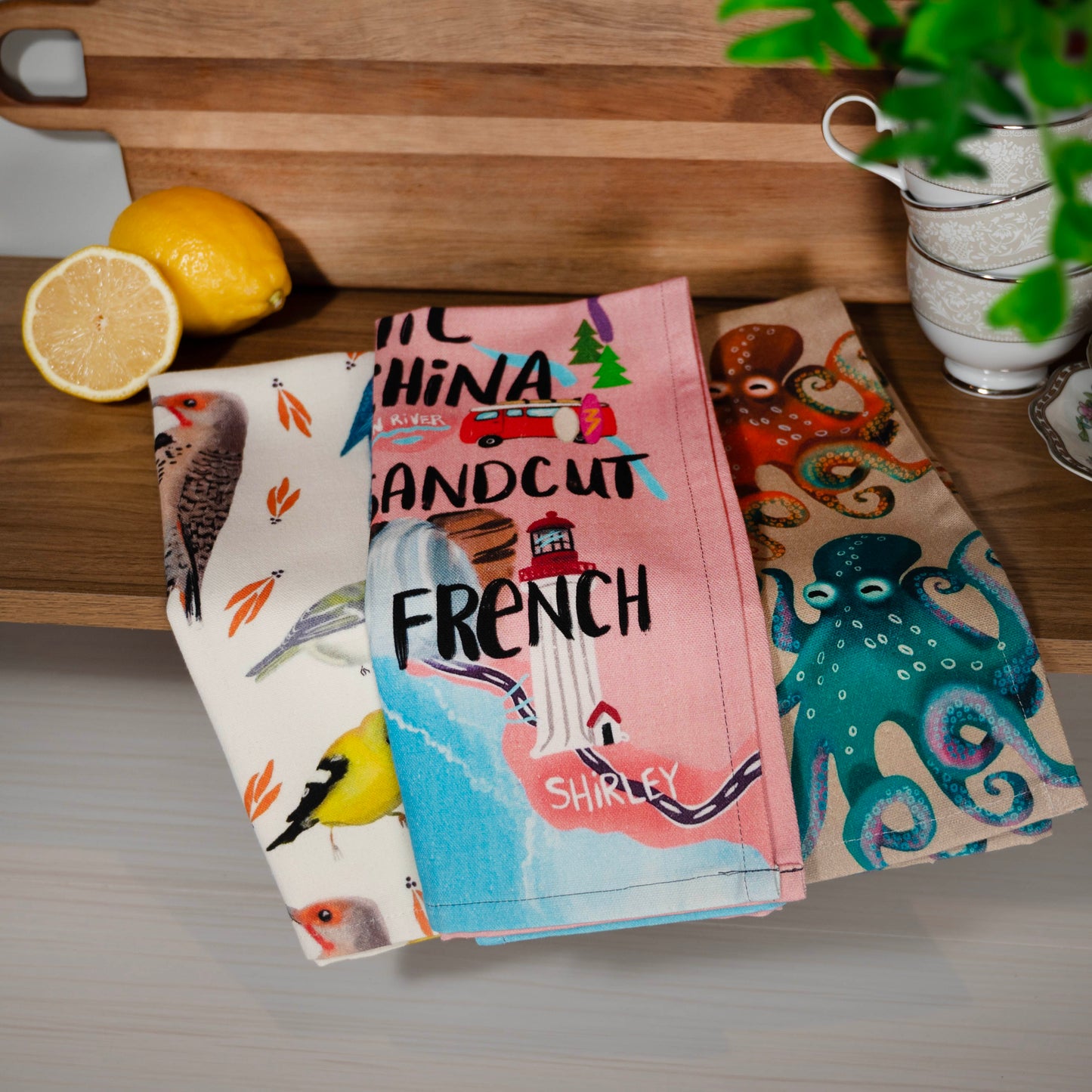 Octopus Tan Tea Towel