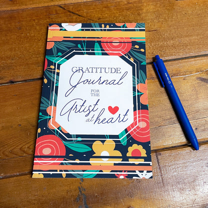Gratitude Journal with floral cover and text 'Gratitude Journal for the Artist at Heart'