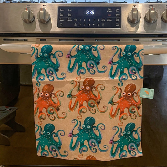 Octopus Tan Tea Towel