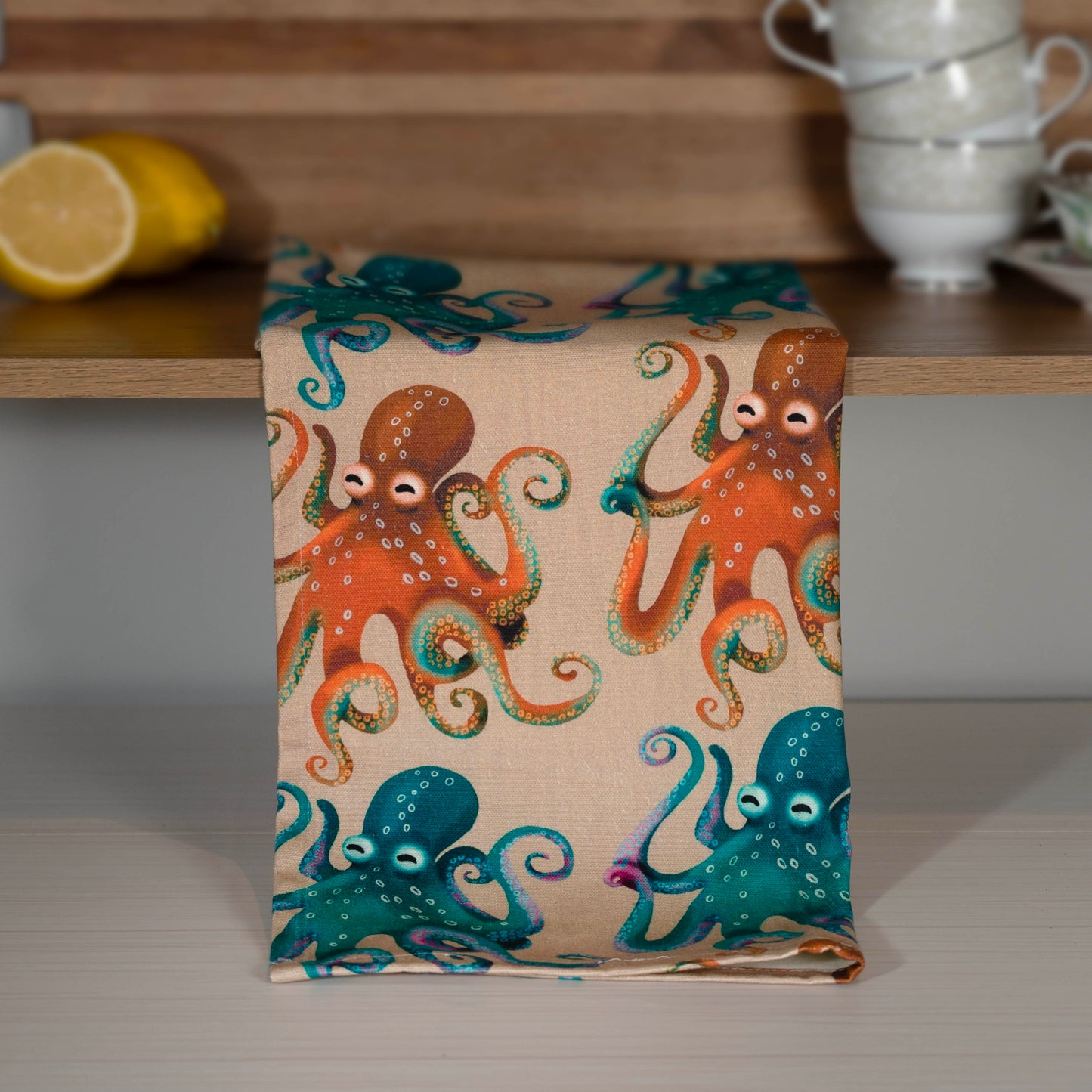 Octopus Tan Tea Towel