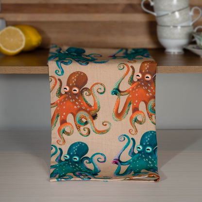 Octopus Tan Tea Towel