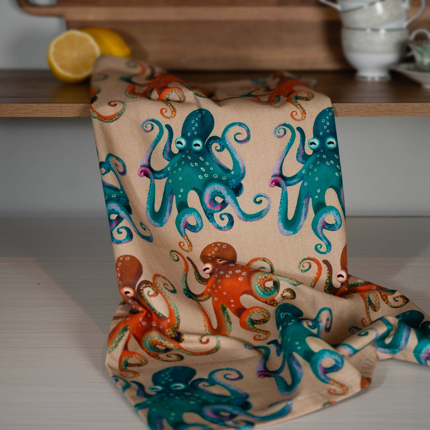 Octopus Tan Tea Towel