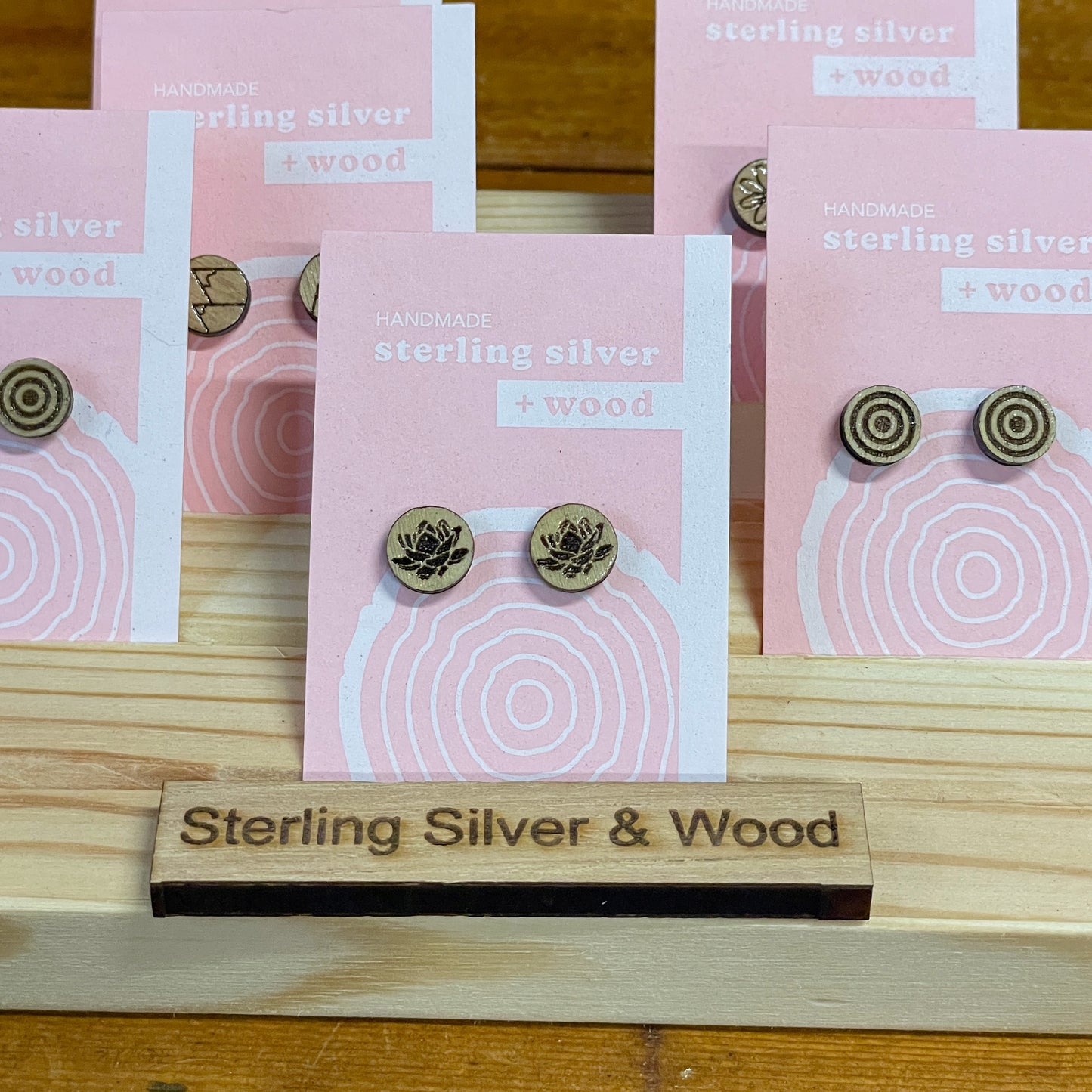 Earrings - Wood & Sterling Silver
