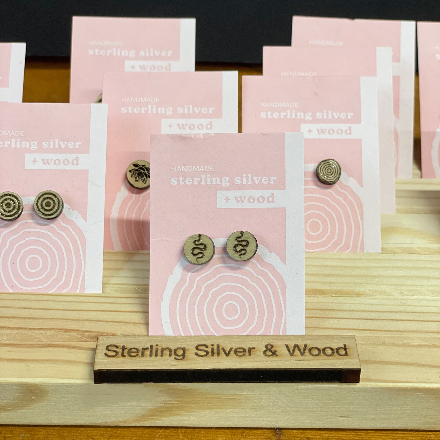 Earrings - Wood & Sterling Silver