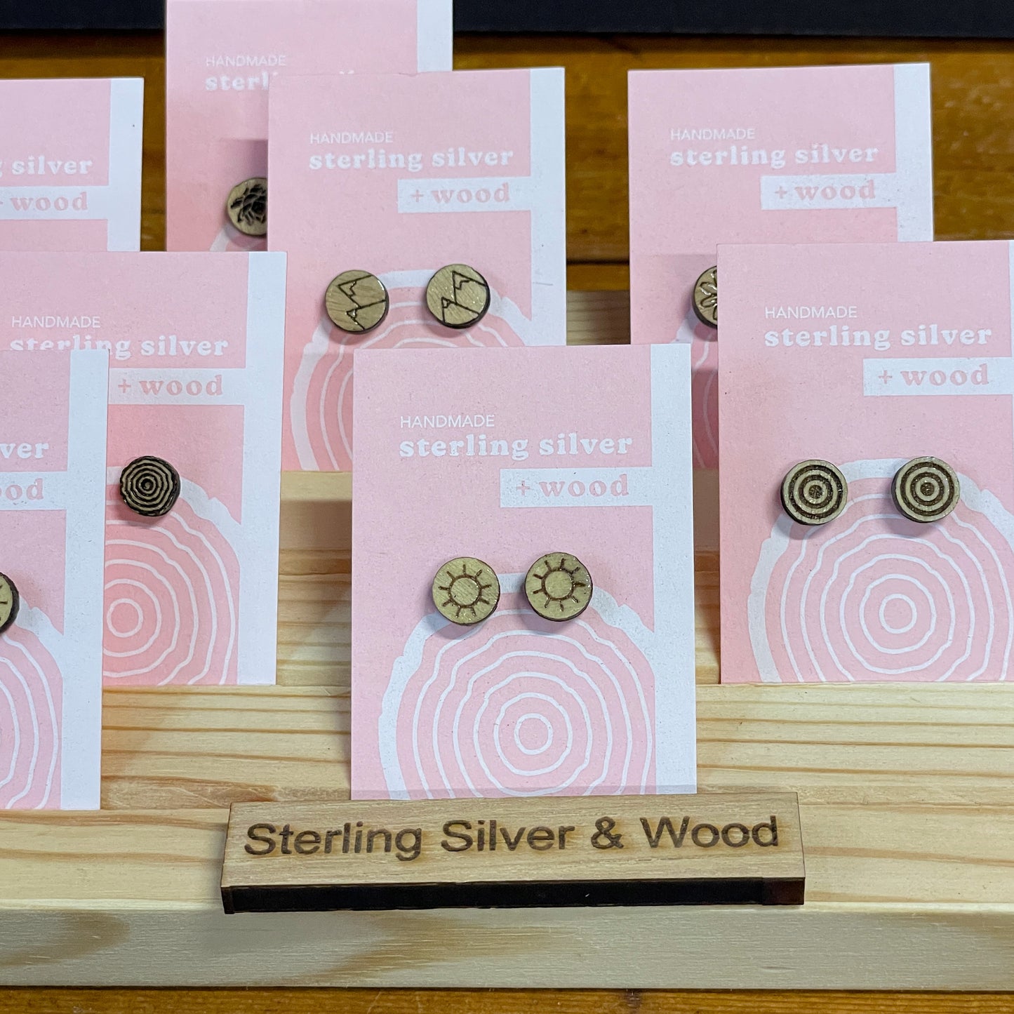 Earrings - Wood & Sterling Silver