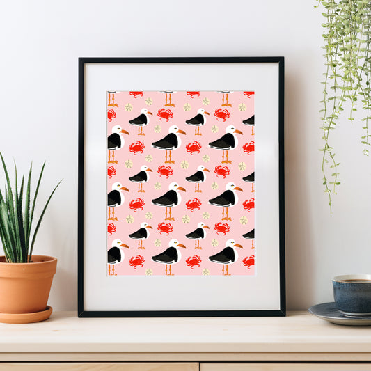 Seagull & Crab Print