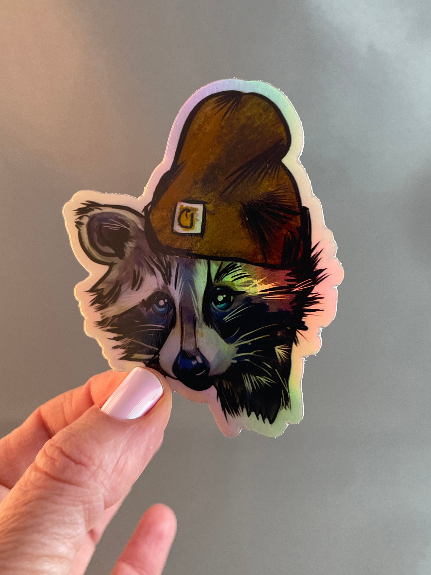 Raccoon Sticker - Holographic and fun for Water Bottles