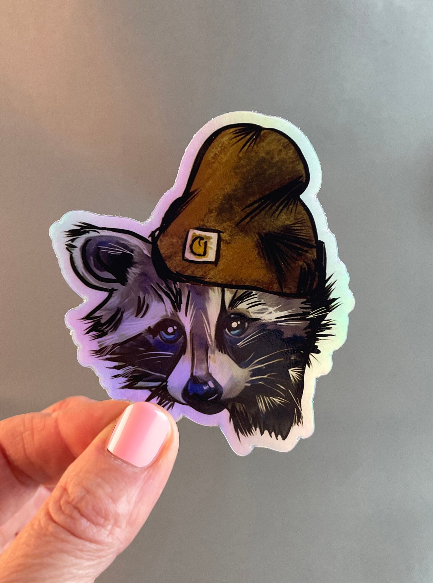 Raccoon Sticker - Holographic and fun for Water Bottles