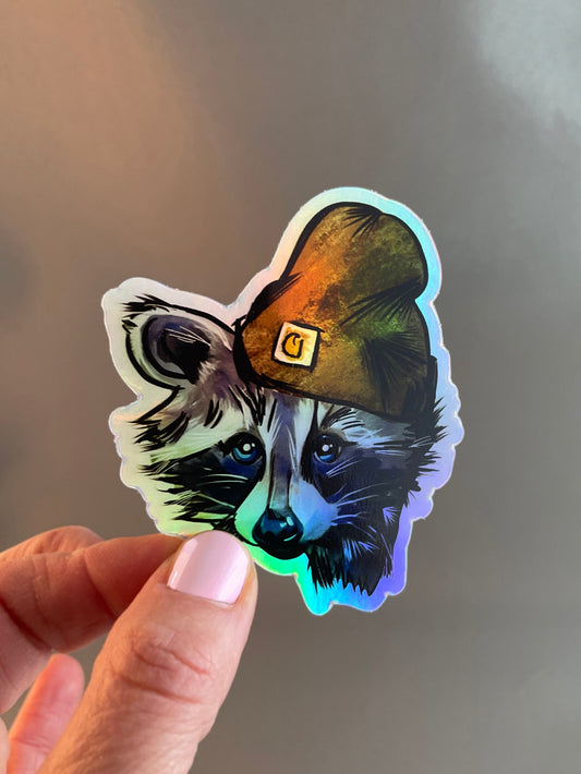 Raccoon Sticker - Holographic and fun for Water Bottles