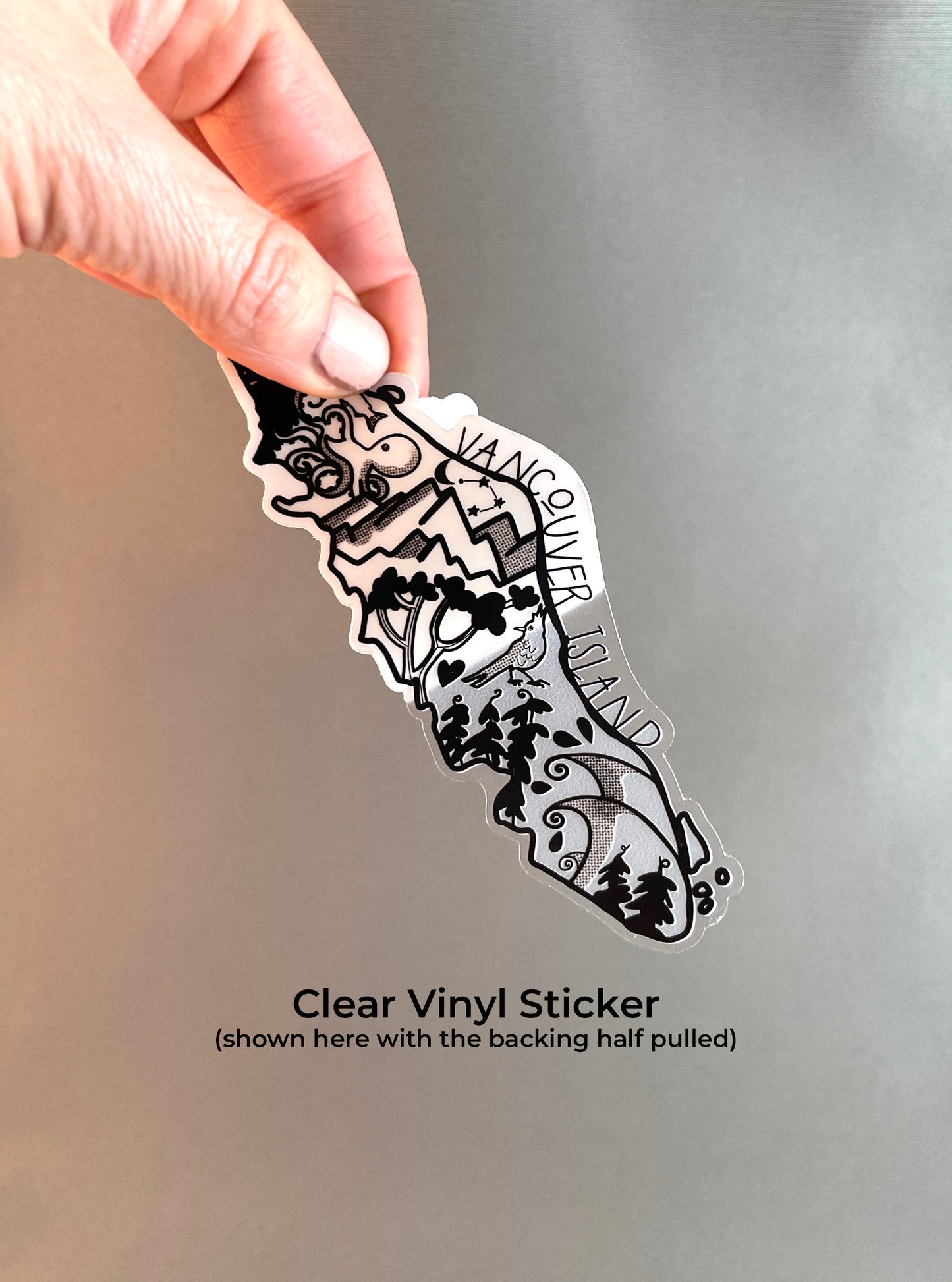 Vancouver Island Sticker, Clear Vinyl